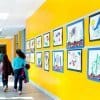 Info rails installed in a school corridor