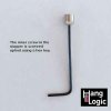Sloped rail stopper and Allen key, demonstrating how the stopper is tightened. Available at Hang Logic.