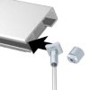 Illustration of sloped rail stopper assembly for hanging wire. Available at Hang Logic