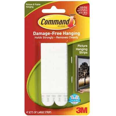 Command Strip product packaging displaying picture hanging strips.