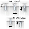 Five‑panel diagram showing how to twist and click an ArtiTeq Twister Cliq2Fix perlon hanging wire into a picture rail, plus removal steps, from Hang Logic