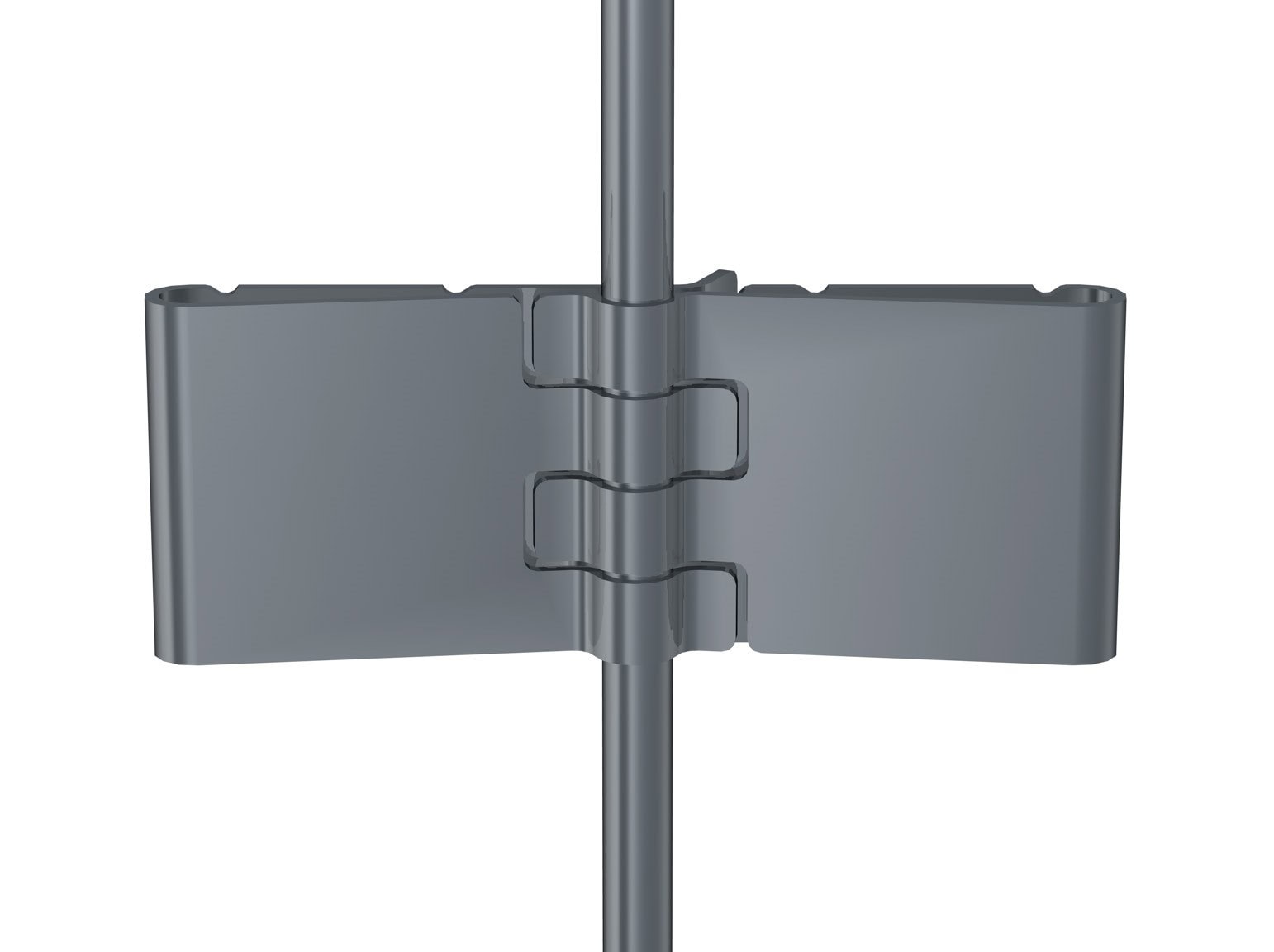 Close-up of an ArtiTeq Display It E-Clip fixing an acrylic frame to a steel cable.