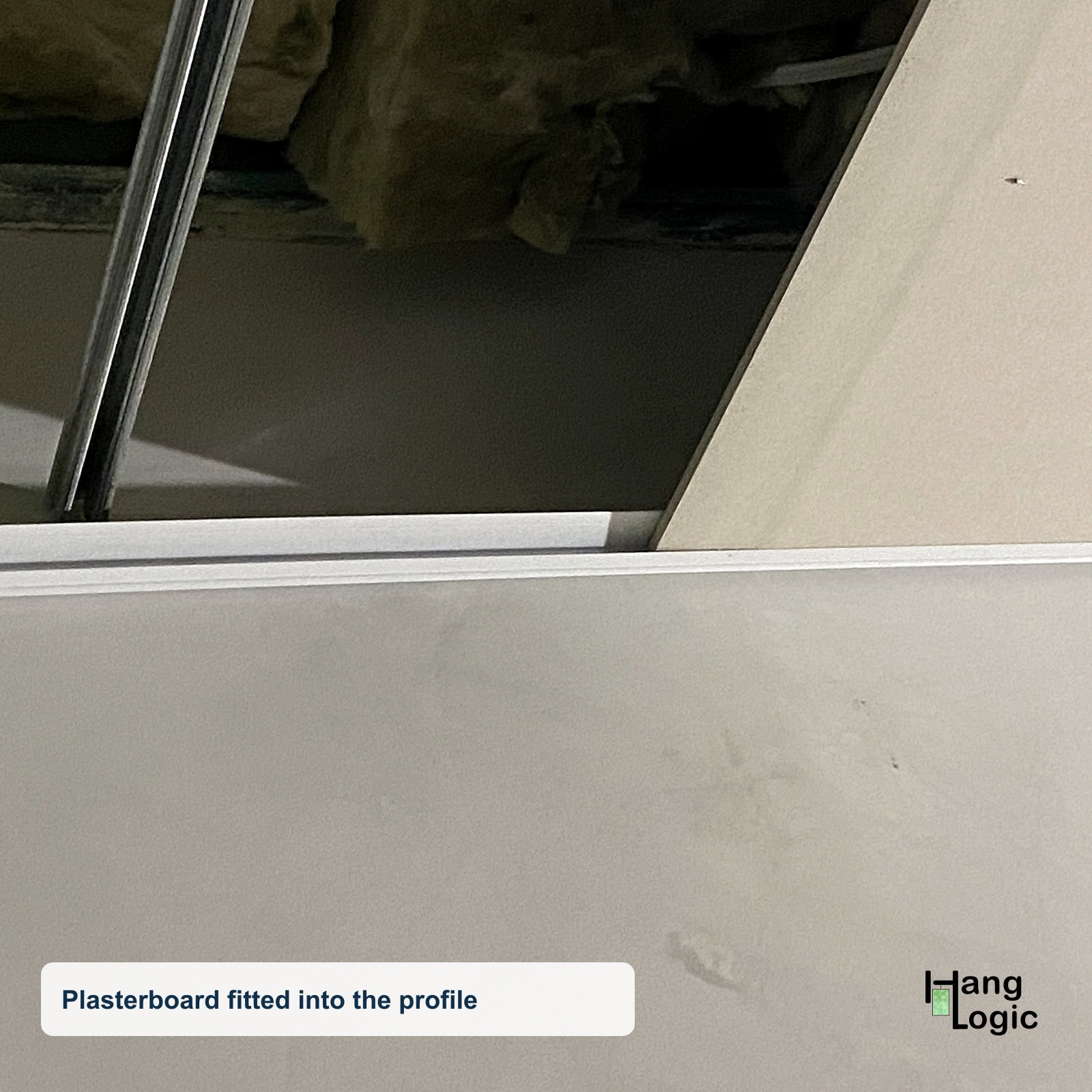 Close-up of Shadowline Masonry rail before the ceiling lining is completed